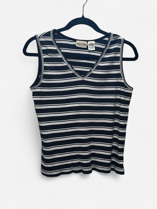 St. John's Bay Tops - St. John's Bay Navy & White Striped V-Neck Tank